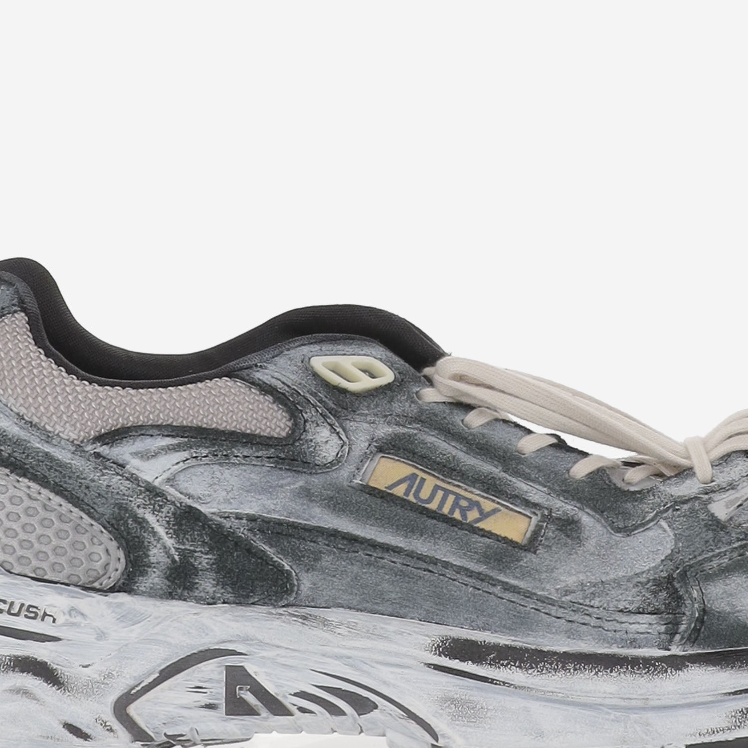 SNEAKERS SUPER VINTAGE IN PELLE E TESSUTO HVLMJB05 SUEMESHBLKSILV AUTRY 