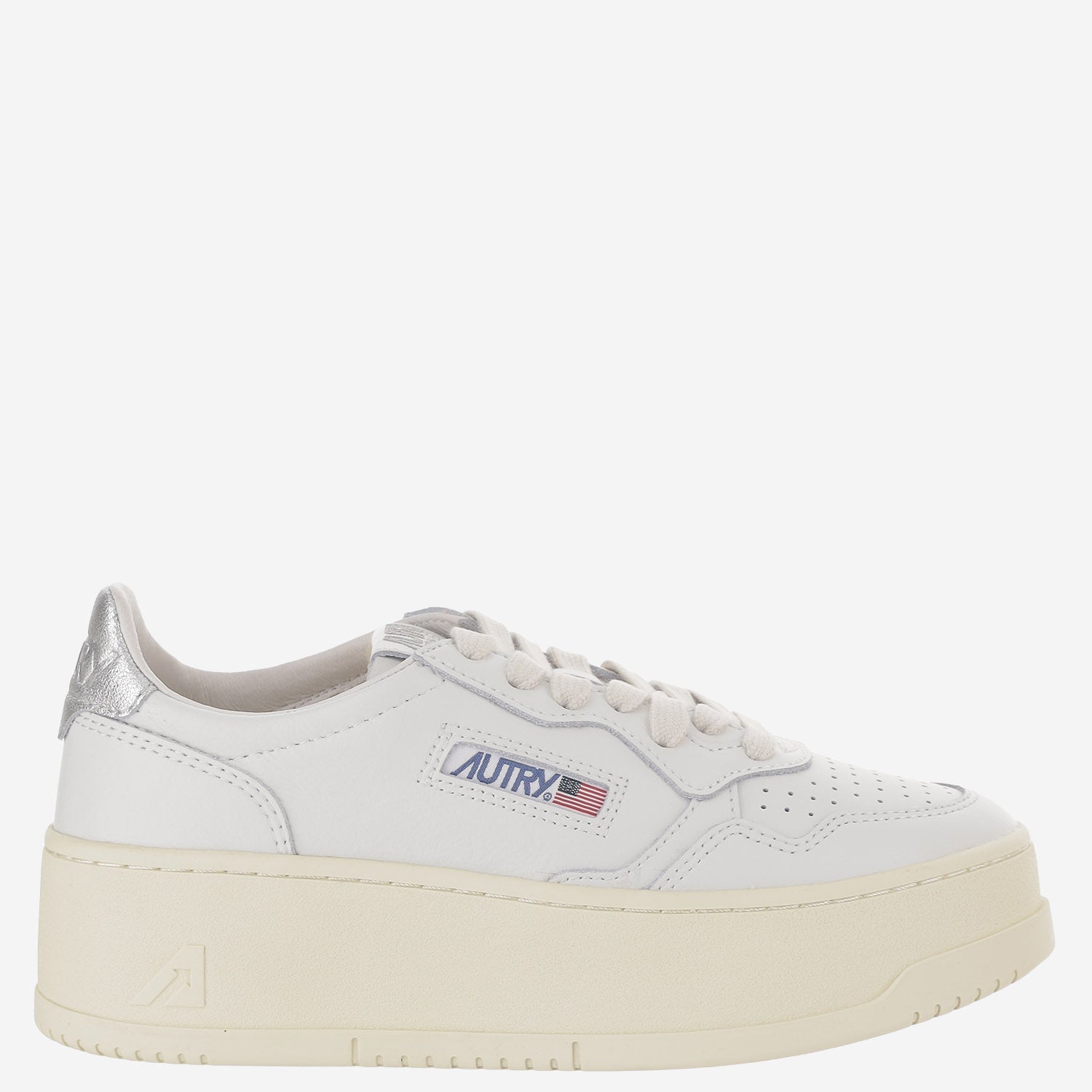 SNEAKERS MEDALIST PLATFORM LOW IN PELLE PTLWLL05 LEATWHTSILVER AUTRY 
