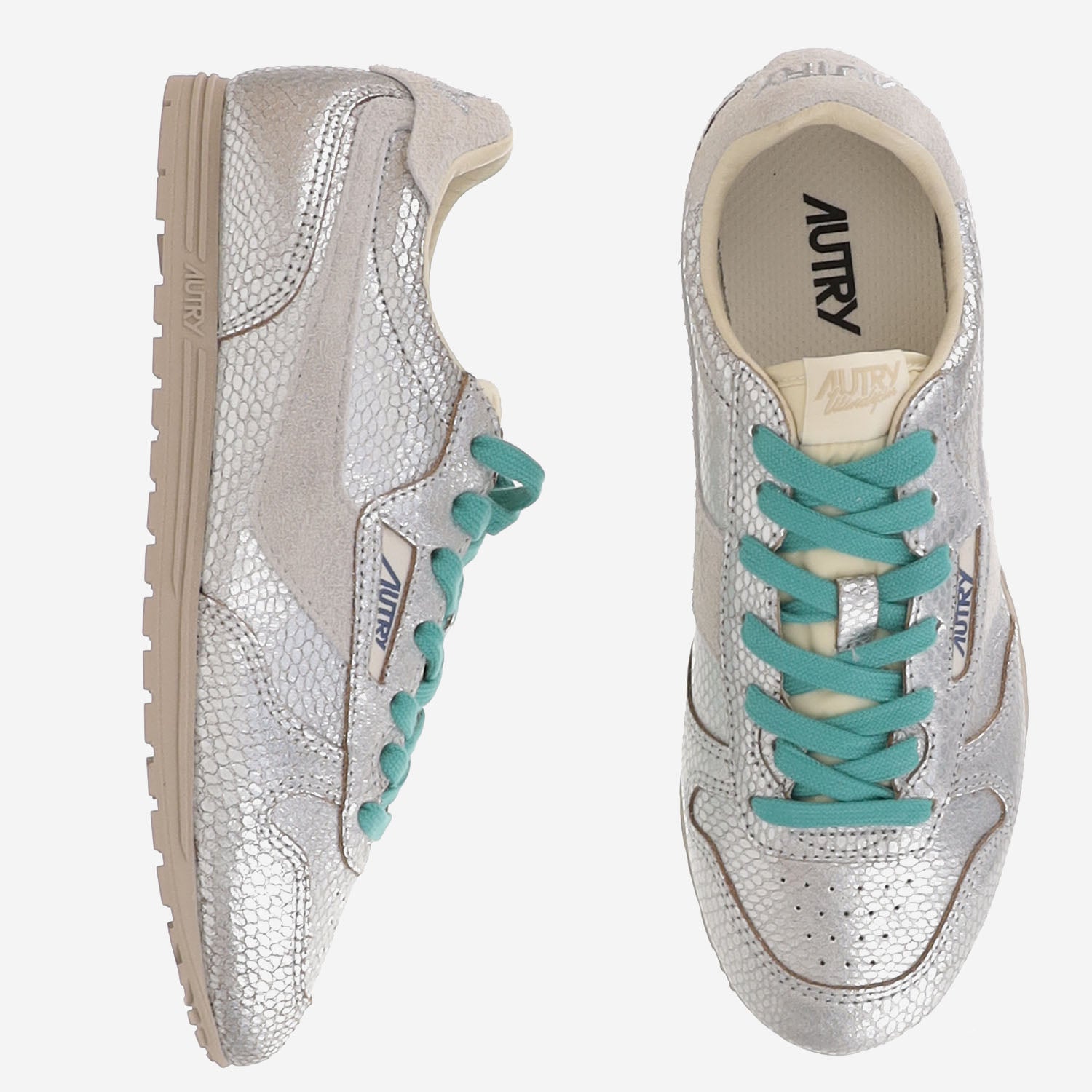 SNEAKERS WINDSPIN LOW CON FINITURA METALLICA WSLWXA01 LEAVIPRINTSILVERWHT AUTRY 