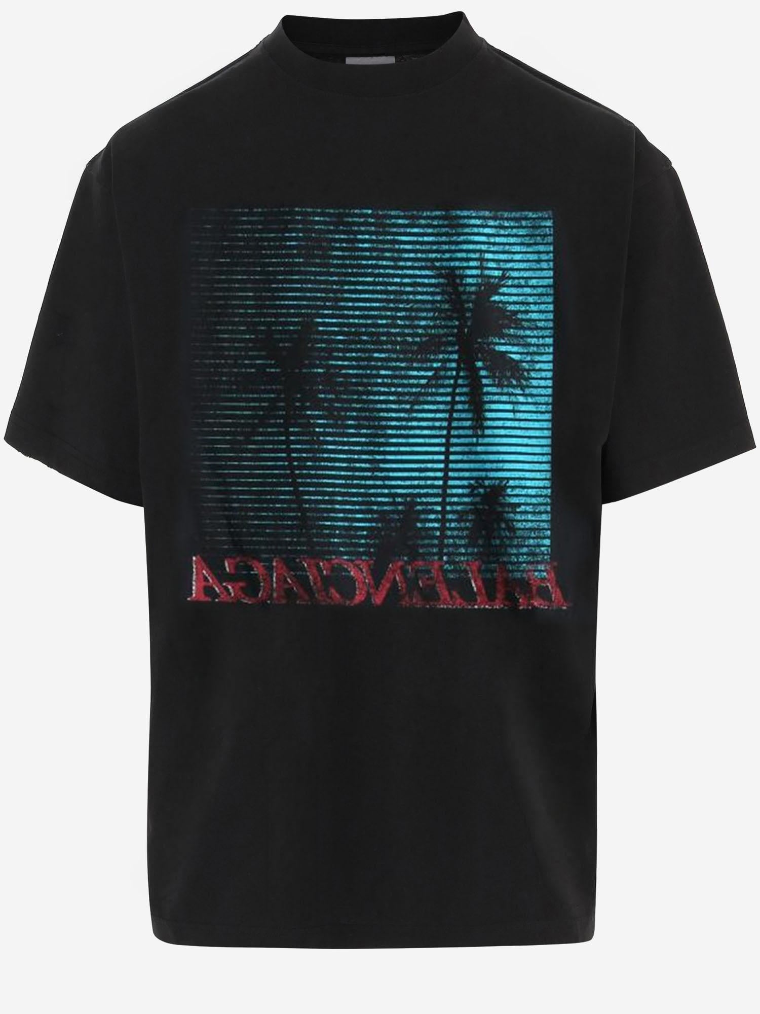 T-SHIRT IN COTONE CON STAMPA LOGO A0016U TUVO81000 BALENCIAGA 