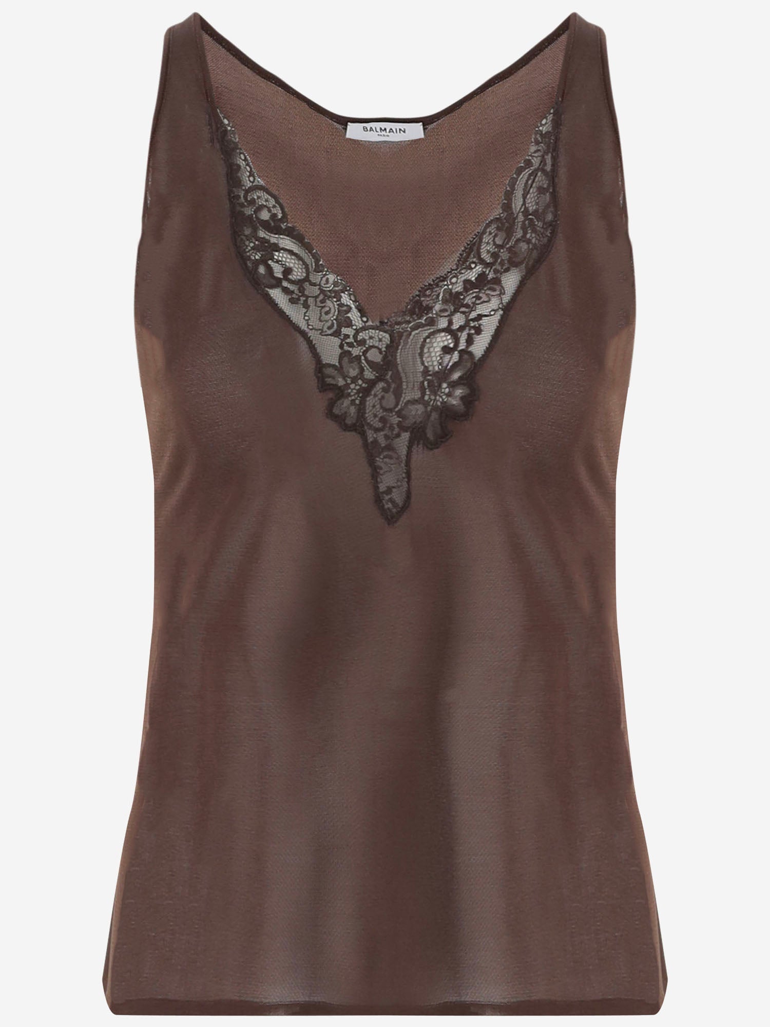TOP IN VISCOSA CON SCOLLO A V IN PIZZO TO0000000002 A91 BALMAIN 