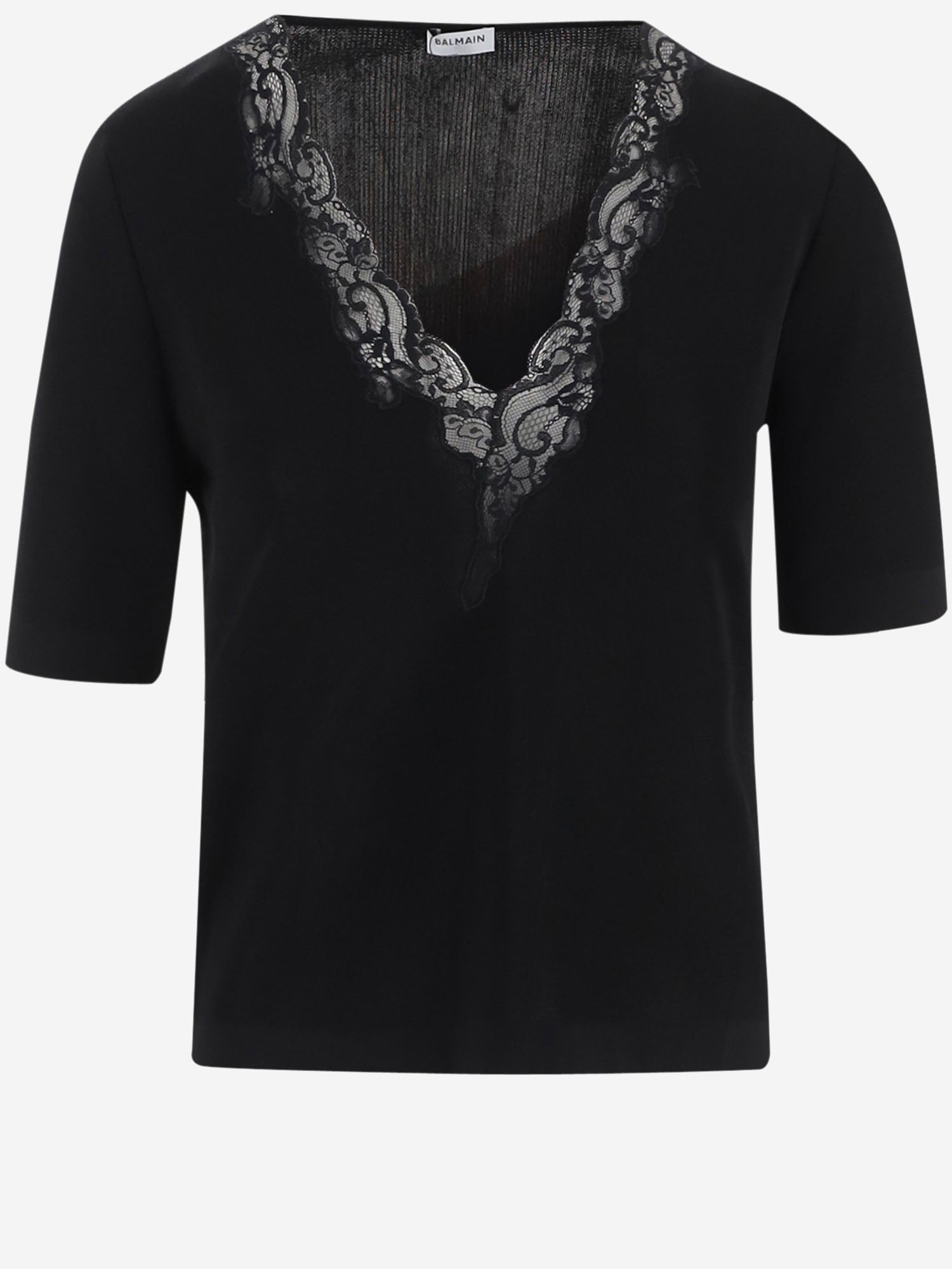 TOP IN VISCOSA CON SCOLLO A V IN PIZZO TO0000000013 0PA BALMAIN 