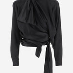 BLUSA INCROCIATA IN SETA CON LACCI TO0000000074 0PA BALMAIN 