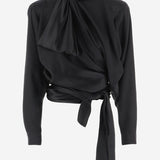 BLUSA INCROCIATA IN SETA CON LACCI TO0000000074 0PA BALMAIN 