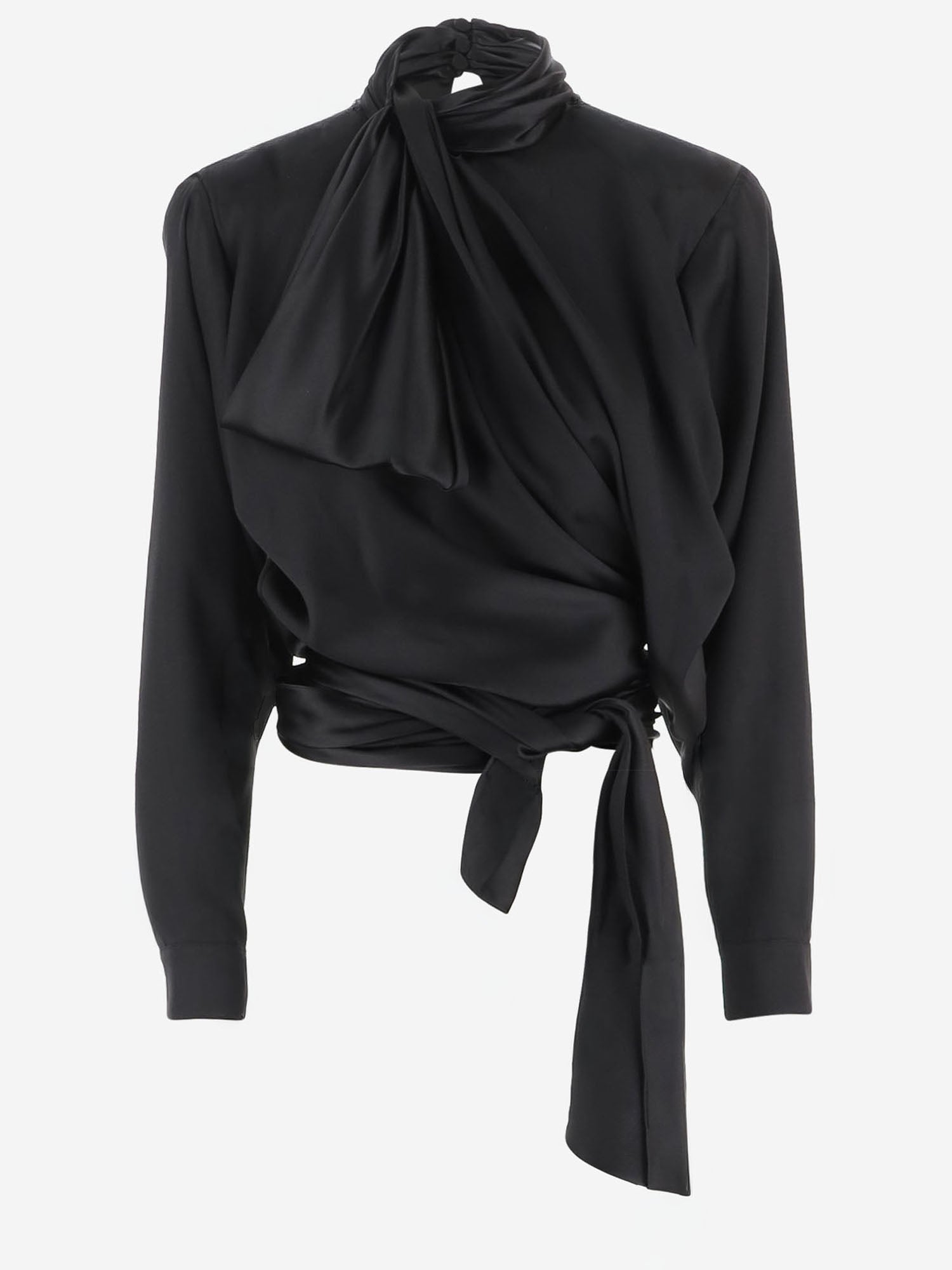 BLUSA INCROCIATA IN SETA CON LACCI TO0000000074 0PA BALMAIN 