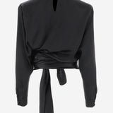 BLUSA INCROCIATA IN SETA CON LACCI TO0000000074 0PA BALMAIN 