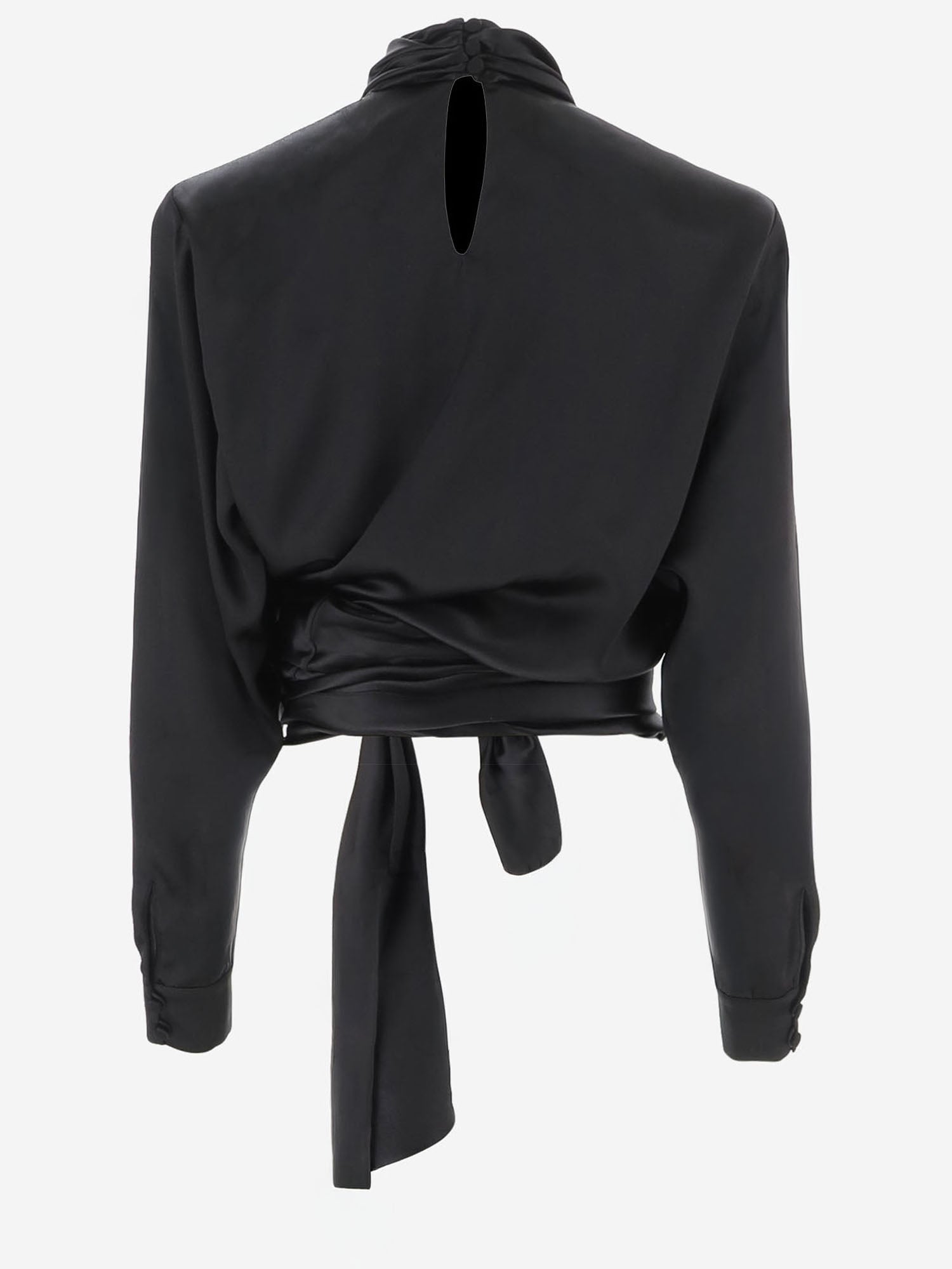 BLUSA INCROCIATA IN SETA CON LACCI TO0000000074 0PA BALMAIN 