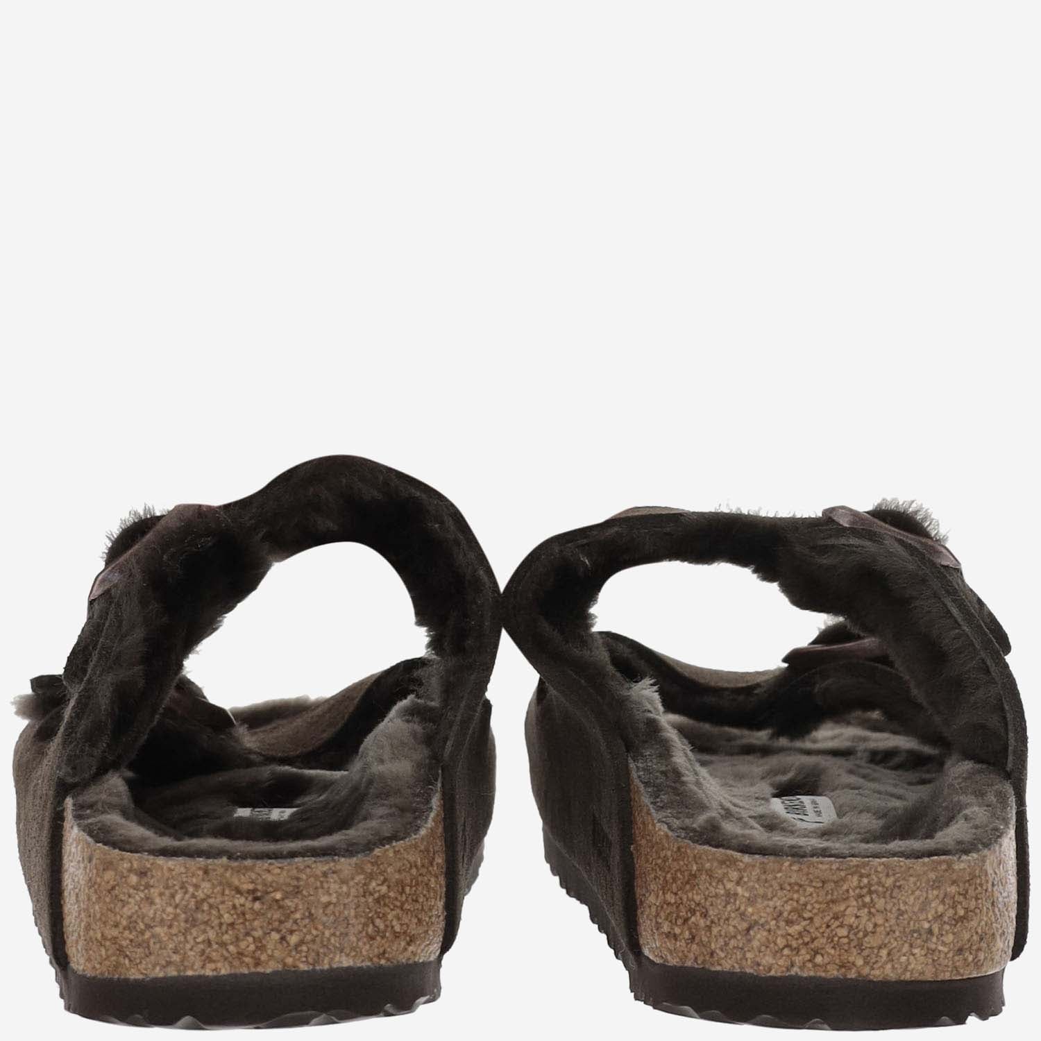 SANDALI ARIZONA IN SUEDE E SHEARLING 1020528 MOCCA BIRKENSTOCK 
