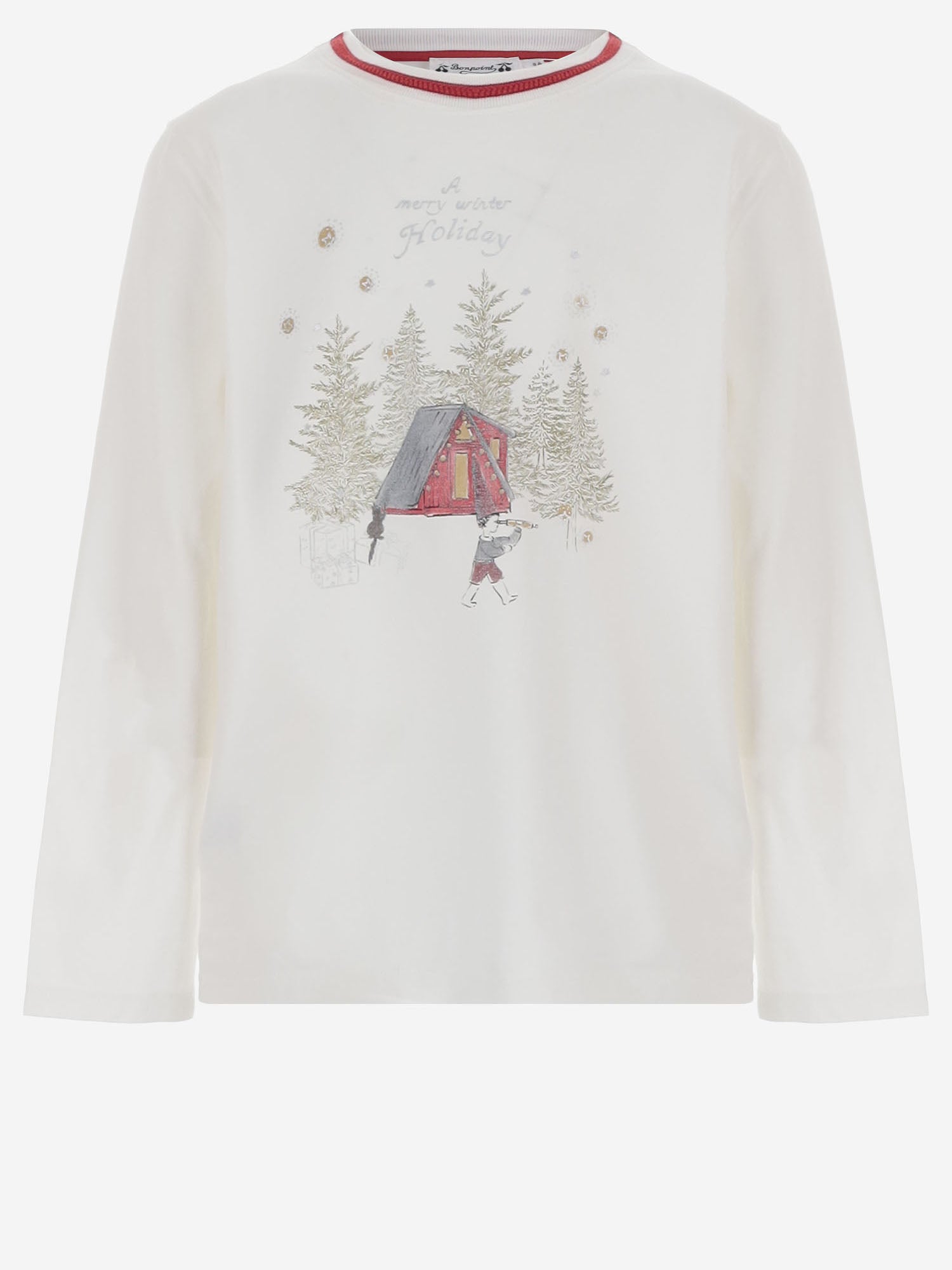 T-SHIRT A MANICHE LUNGHE IN COTONE CON STAMPA GRAFICA N06BTSK00001 102 BONPOINT KIDS 