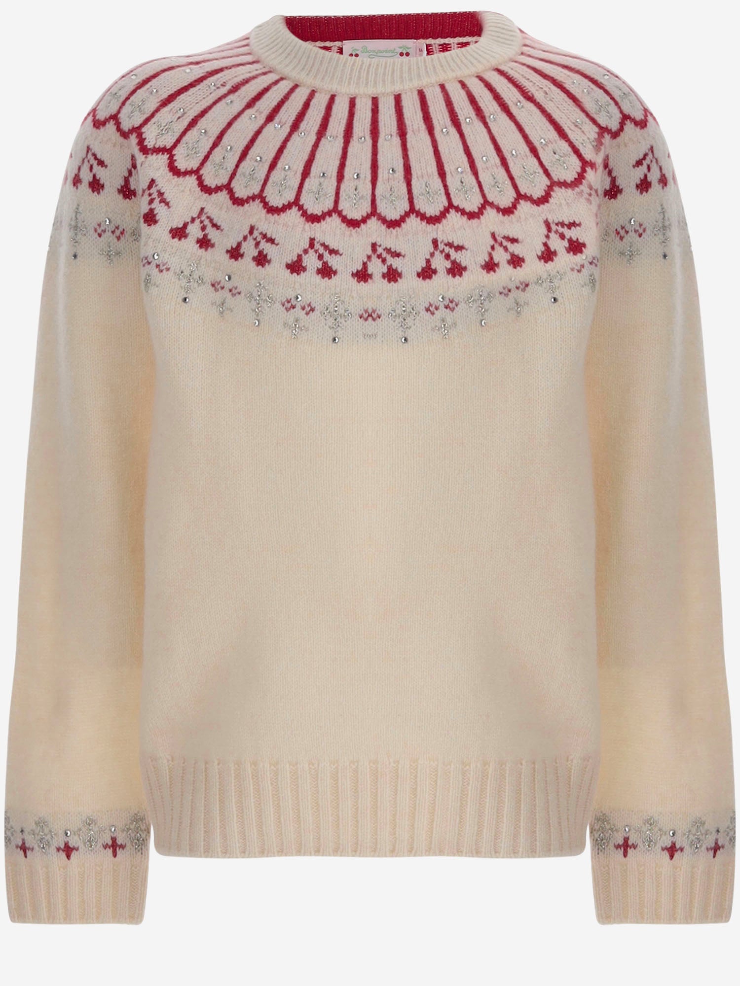 MAGLIA IN MISTO LANA A MOTIVO JACQUARD CON CRISTALLI N06GJUK00001 960 BONPOINT KIDS 