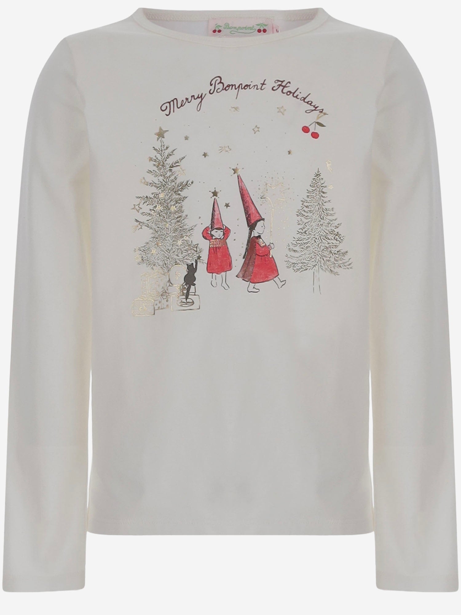 T-SHIRT A MANICHE LUNGHE IN COTONE CON STAMPA N06GTSK00001 102F BONPOINT KIDS 