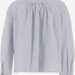 CAMICIA IN COTONE A RIGHE CON COLLETTO ARRICCIATO W06GBLW00003 214 BONPOINT KIDS 