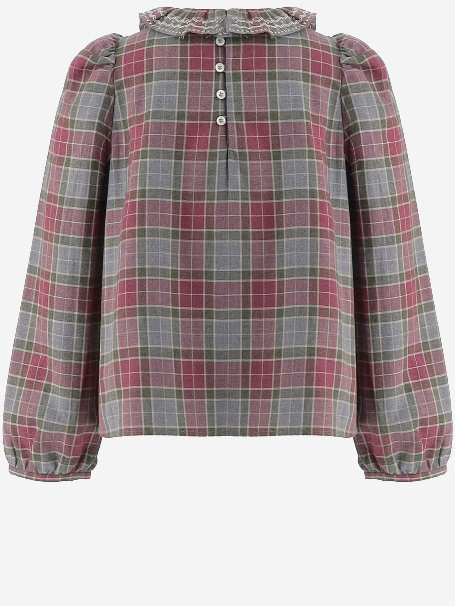 CAMICIA IN COTONE CON MOTIVO A QUADRI W06GBLW00016 381 BONPOINT KIDS 