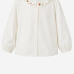 CAMICIA IN COTONE CON COLLETTO ARRICCIATO E RICAMO W06GBLW00017 102 BONPOINT KIDS 
