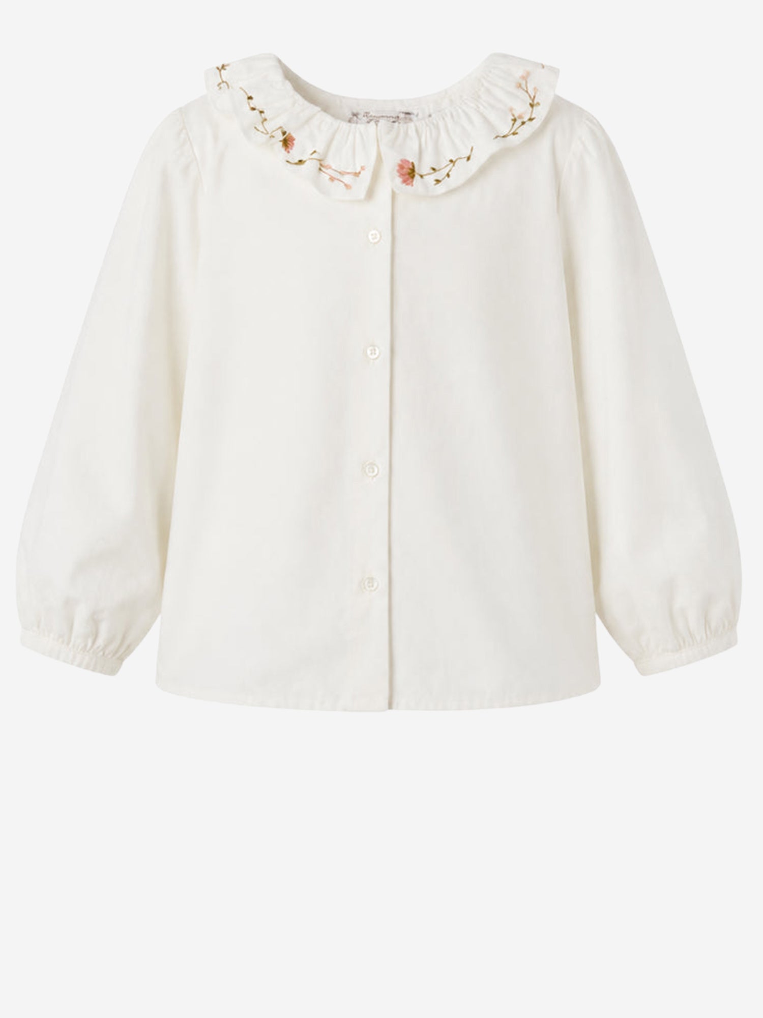 CAMICIA IN COTONE CON COLLETTO ARRICCIATO E RICAMO W06GBLW00017 102 BONPOINT KIDS 