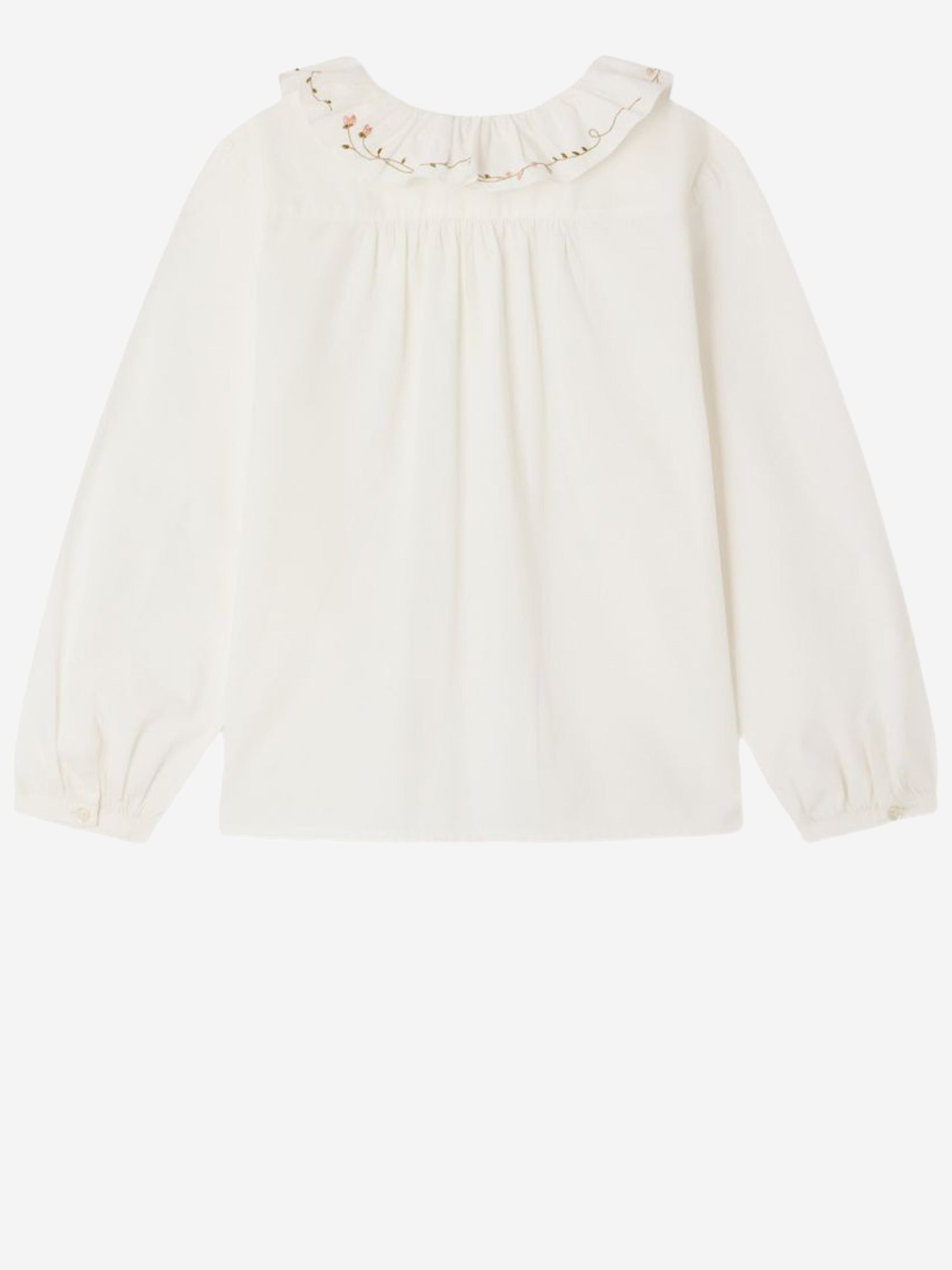 CAMICIA IN COTONE CON COLLETTO ARRICCIATO E RICAMO W06GBLW00017 102 BONPOINT KIDS 