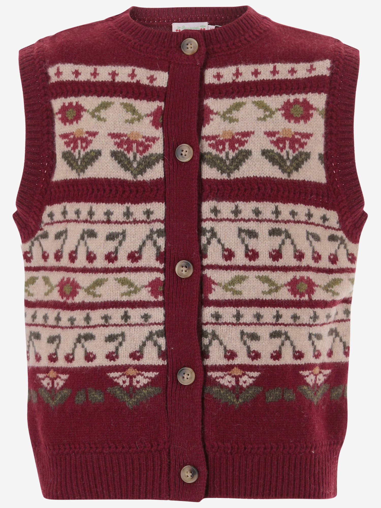 CARDIGAN MERIAM IN LANA CON MOTIVO A FIORI W06GCAK00016 952A BONPOINT KIDS 
