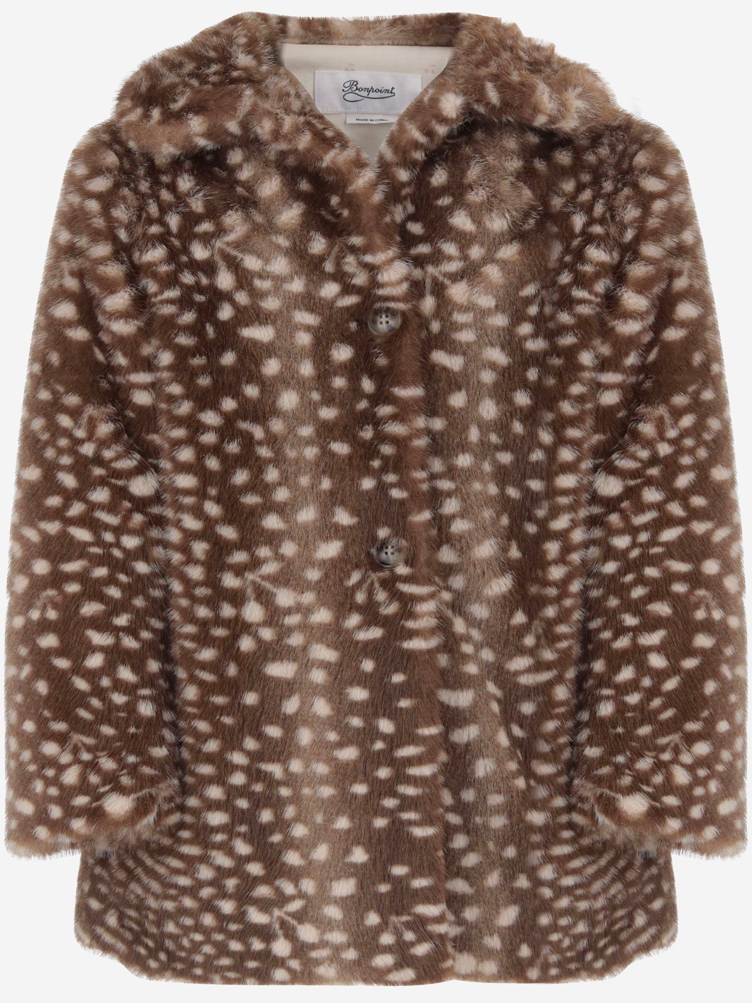 CAPPOTTO IN PELLICCIA SINTETICA CON MOTIVO CERBIATTO W06GOUW00012 667B BONPOINT KIDS 