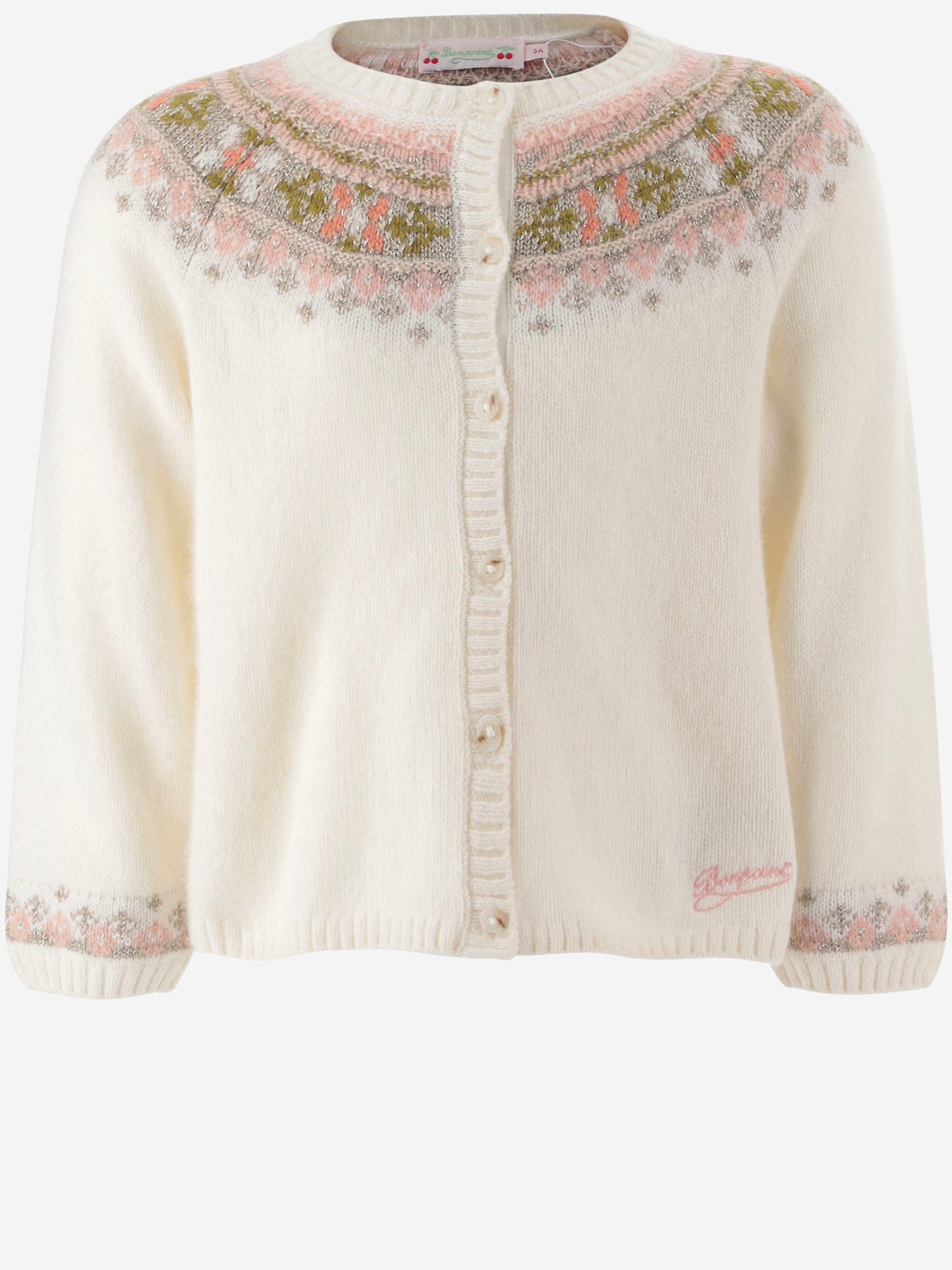 CARDIGAN IN MISTO LANA CON MOTIVO FLOREALE W06XCAK00007 902 BONPOINT KIDS 