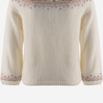 CARDIGAN IN MISTO LANA CON MOTIVO FLOREALE W06XCAK00007 902 BONPOINT KIDS 