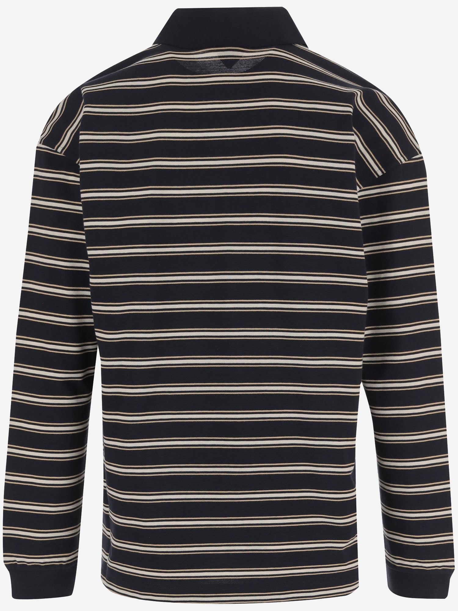 POLO IN COTONE A MANICHE LUNGHE A RIGHE 871384 V6P804602 BOTTEGA VENETA 