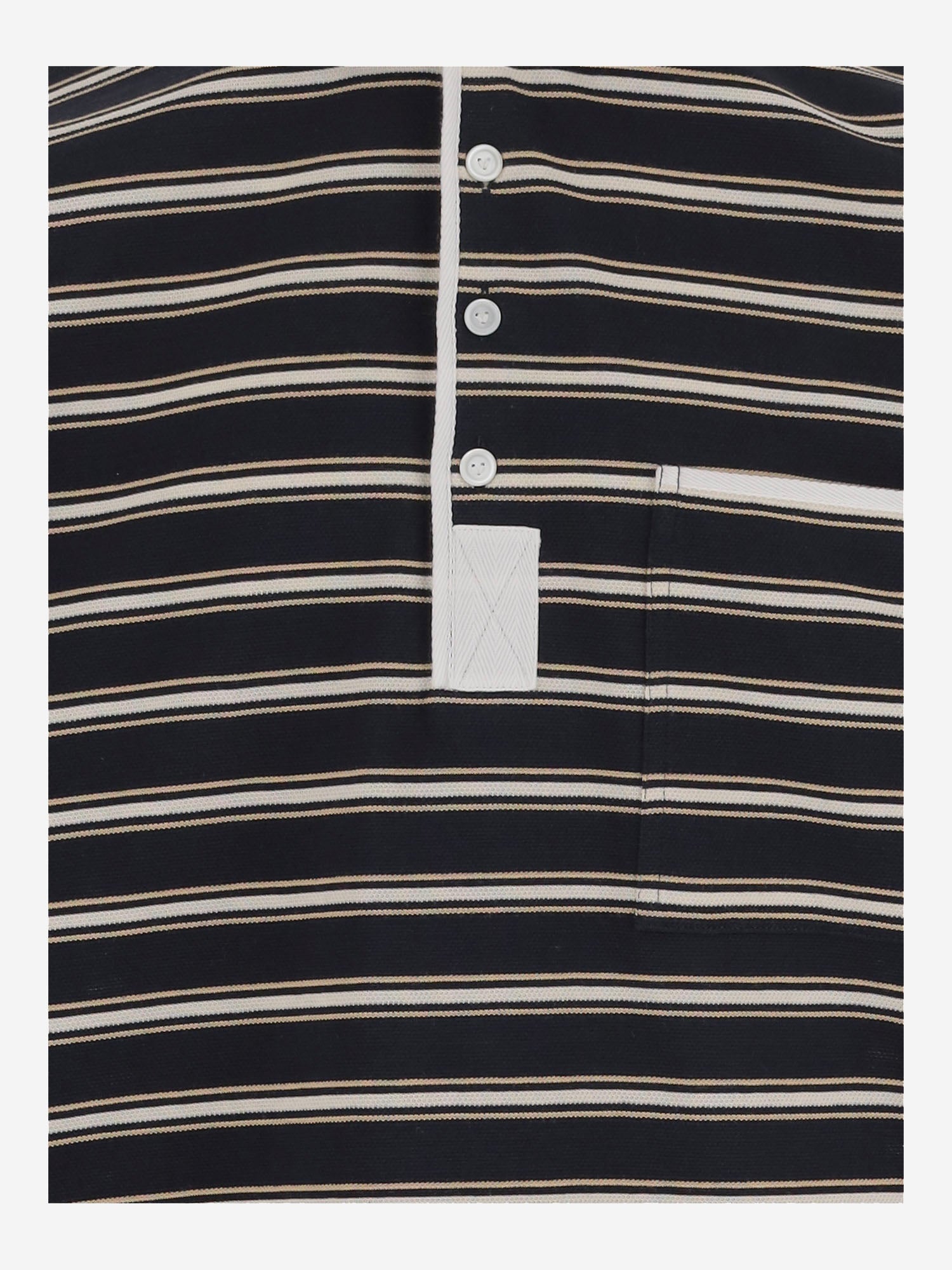 POLO IN COTONE A MANICHE LUNGHE A RIGHE 871384 V6P804602 BOTTEGA VENETA 