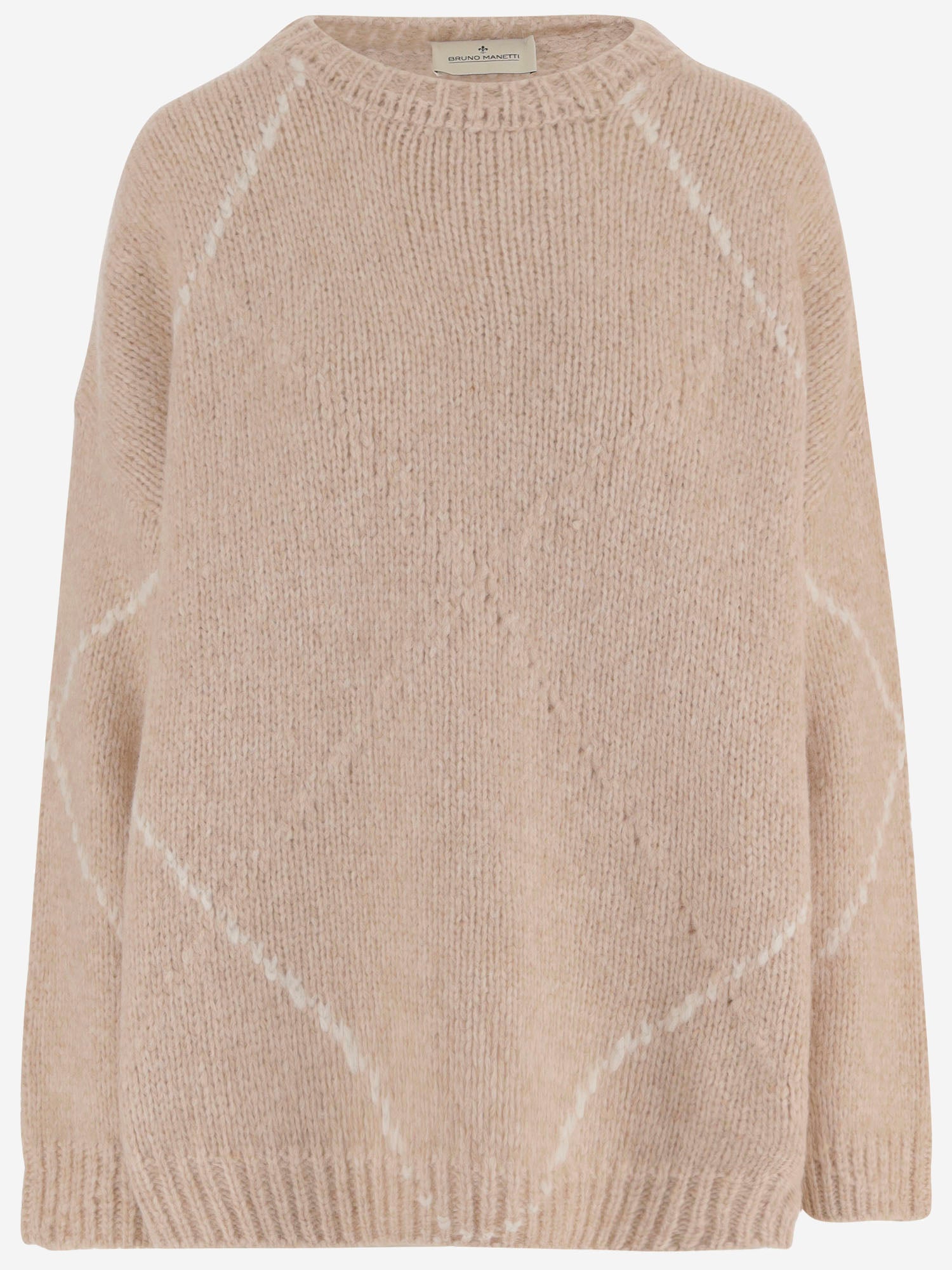 MAGLIONE IN MISTO ALPACA CON MOTIVO A ROMBI S2A100 V461 BRUNO MANETTI 