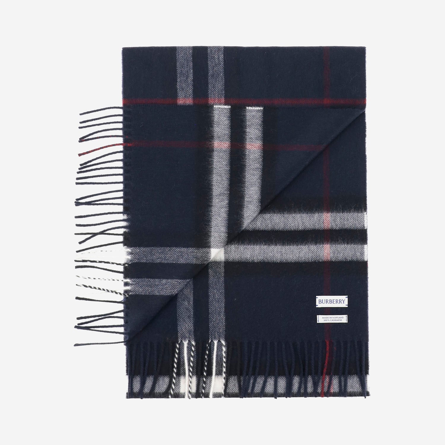 SCIARPA CHECK IN CASHMERE 8112641 INKBLUE BURBERRY 