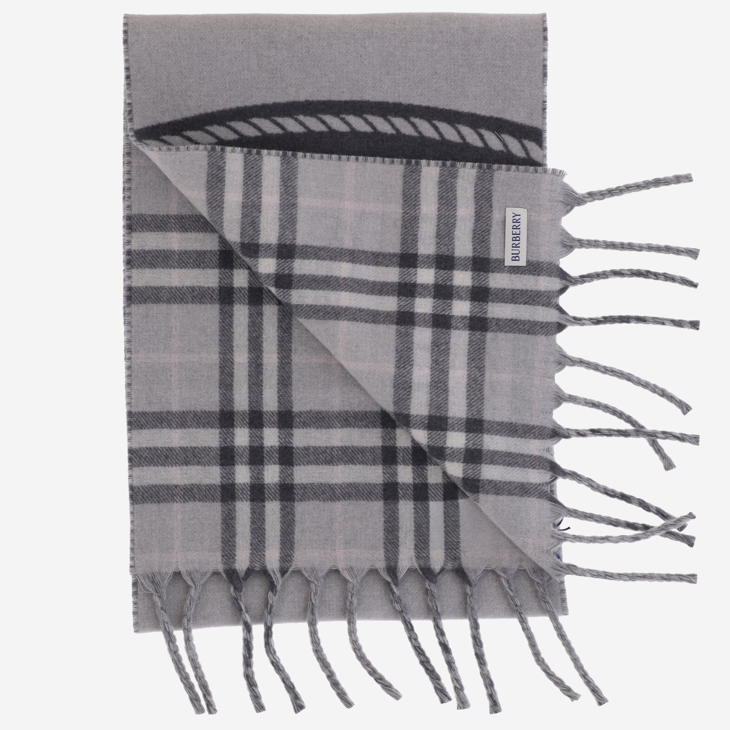 SCIARPA REVERSIBILE IN CASHMERE CON LOGO 8130403 MITTENGREY BURBERRY 