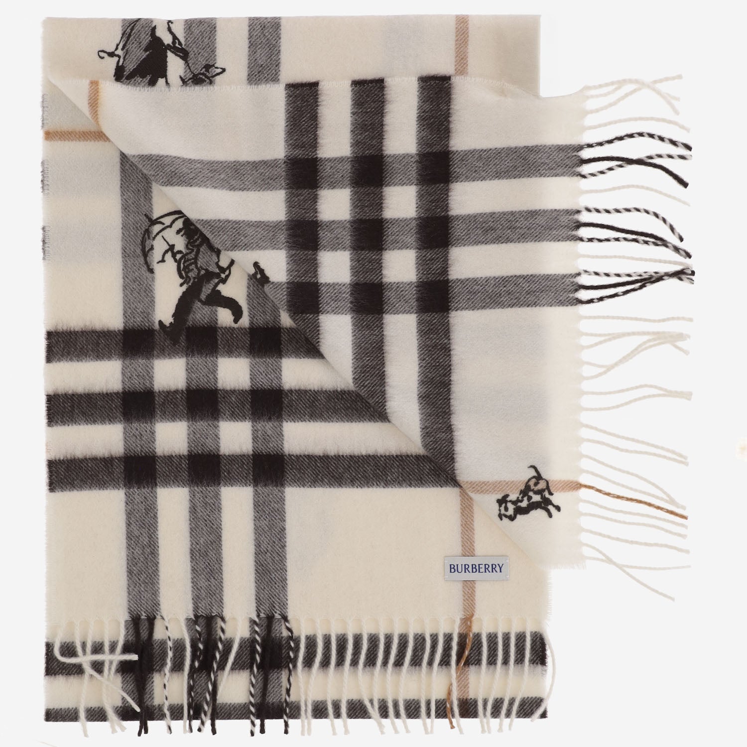 SCIARPA IN CASHMERE CON MOTIVO CHECK 8131139 PEBBLEWHITE BURBERRY 