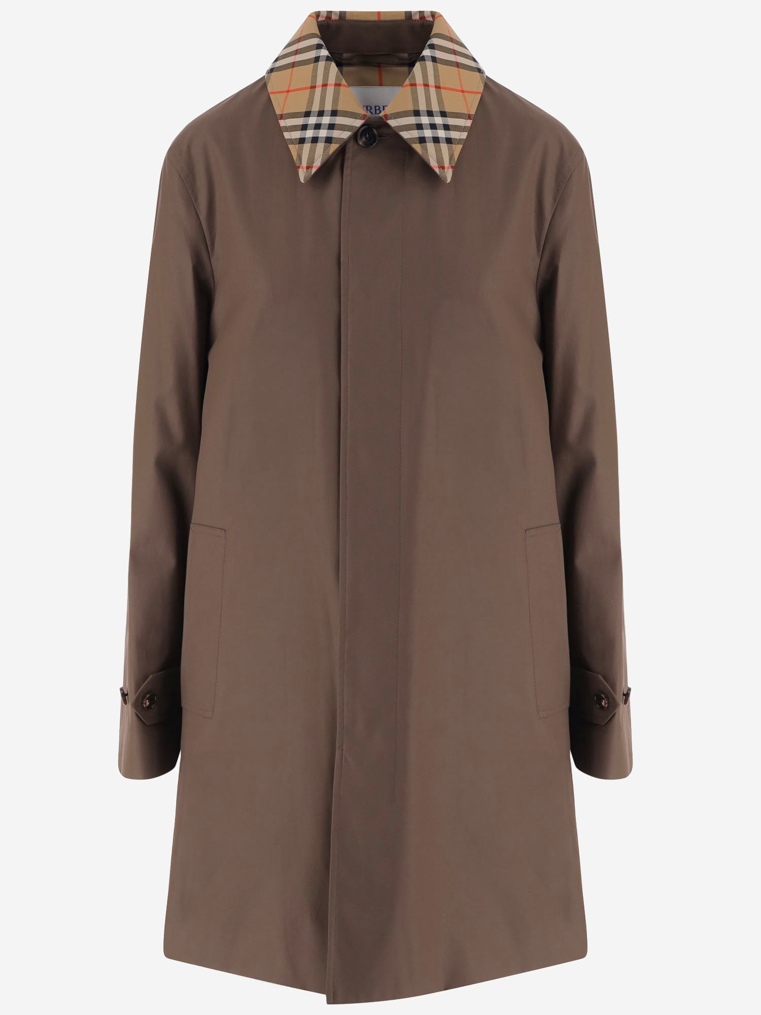 CAPPOTTO IN COTONE CON COLLETTO CHECK 8132359 MINK BURBERRY 