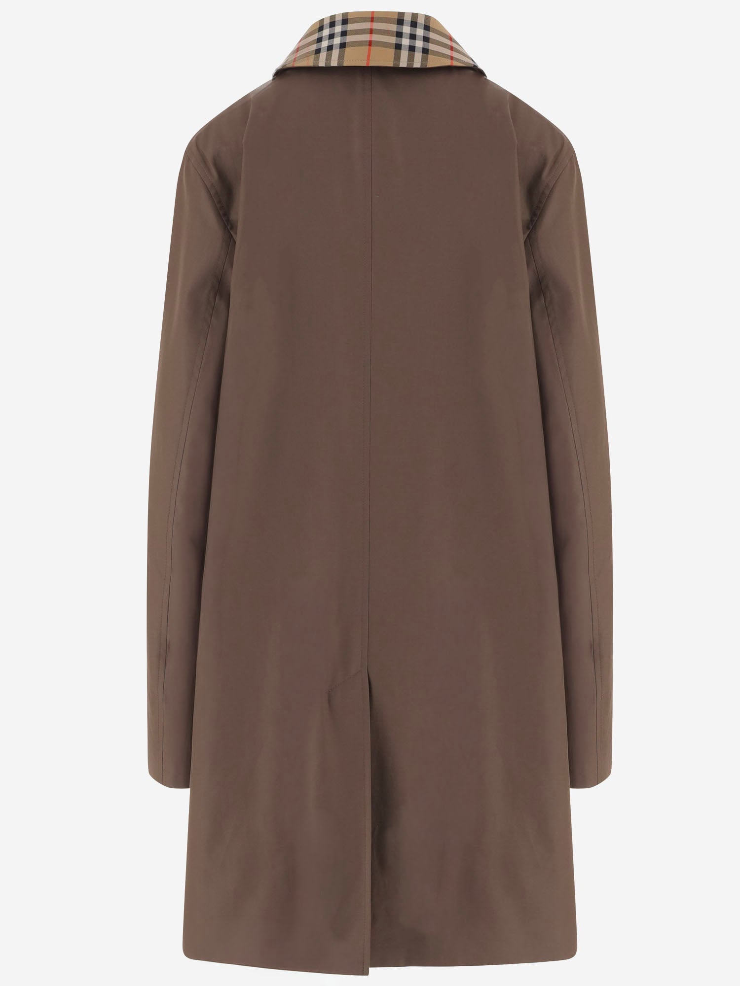 CAPPOTTO IN COTONE CON COLLETTO CHECK 8132359 MINK BURBERRY 