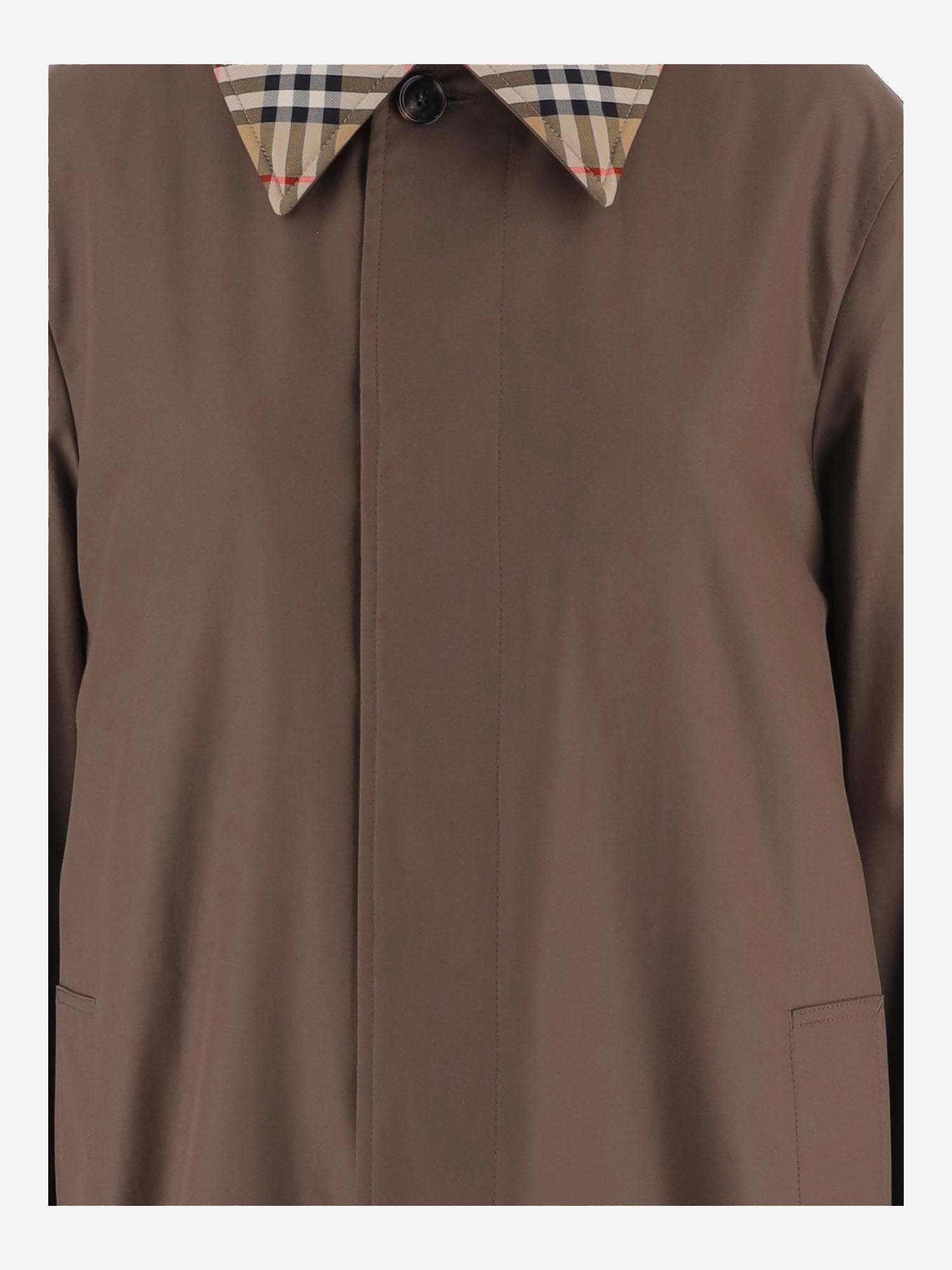 CAPPOTTO IN COTONE CON COLLETTO CHECK 8132359 MINK BURBERRY 