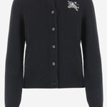 Cardigan in lana e cashmere con logo 8132459 BLACK BURBERRY 