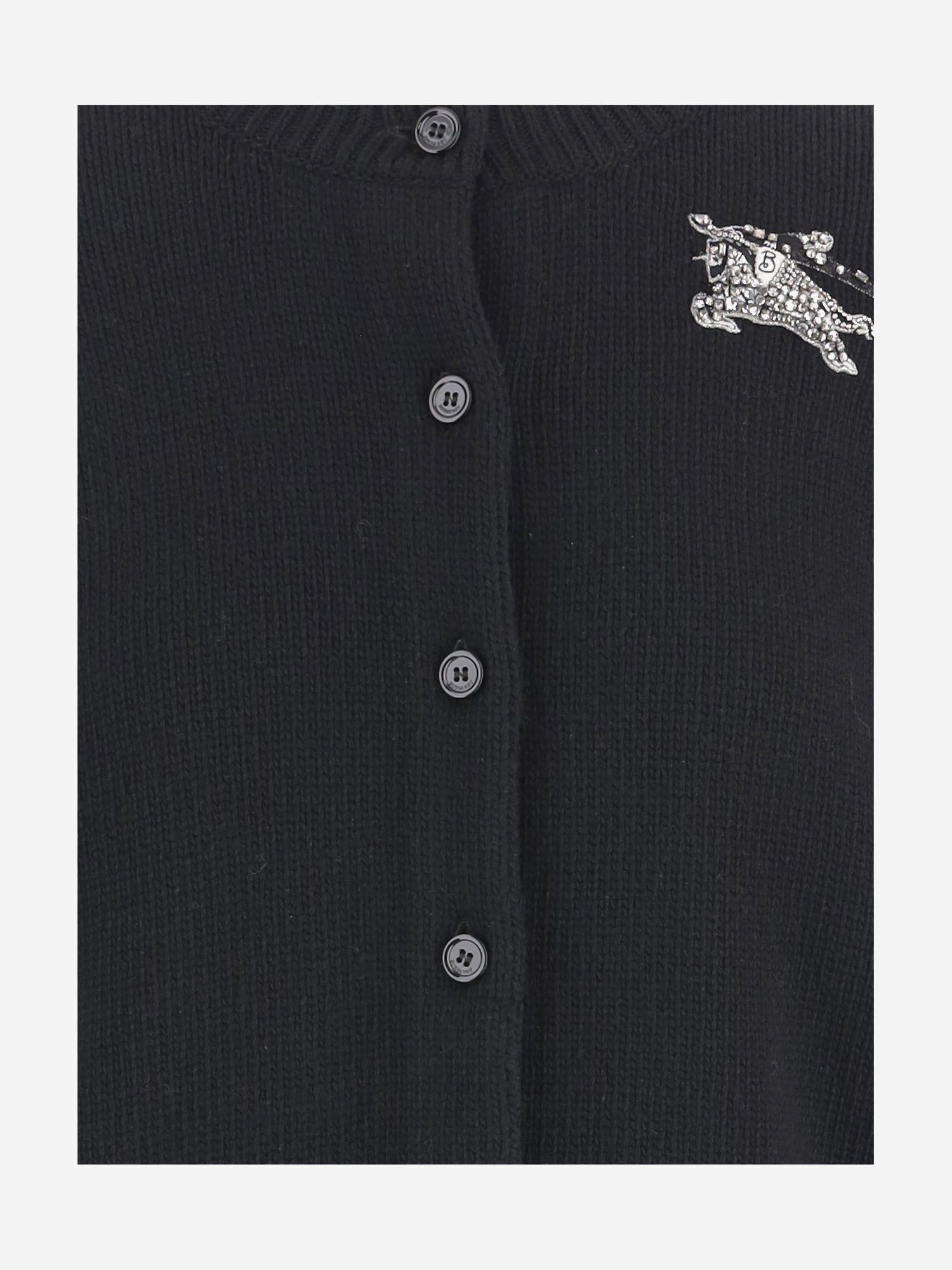 Cardigan in lana e cashmere con logo 8132459 BLACK BURBERRY 