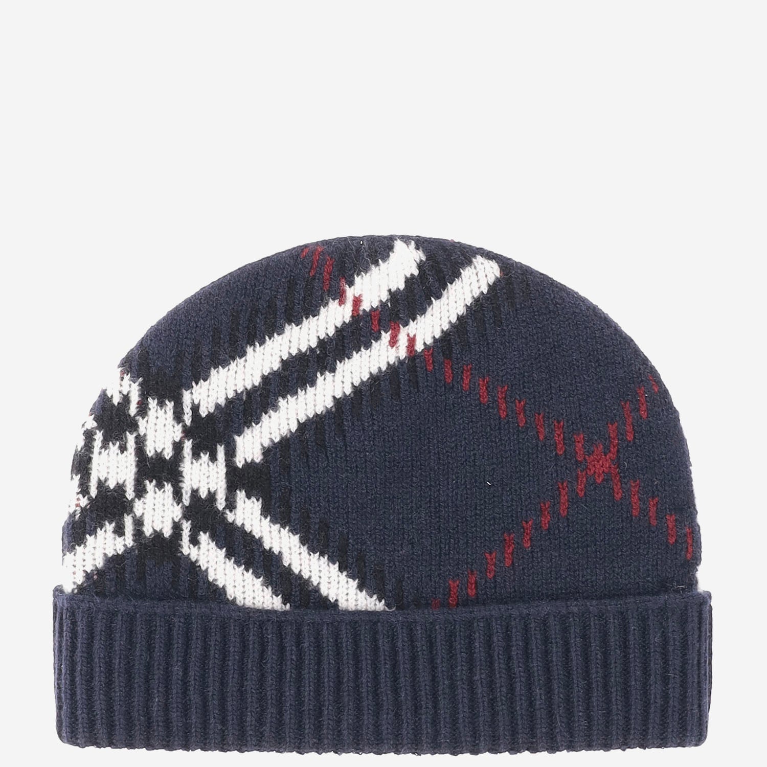 BEANIE IN MISTO CASHMERE CON MOTIVO CHECK 8132885 INKBLUE BURBERRY 