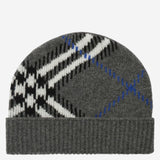 BEANIE IN MISTO CASHMERE CON MOTIVO CHECK 8132893 MARLBOROUGHGREY BURBERRY 