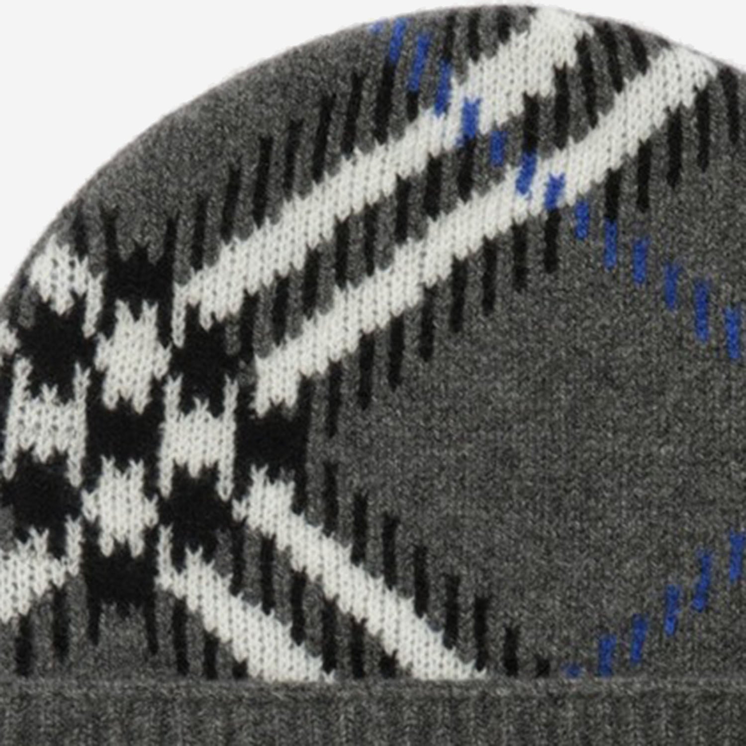 BEANIE IN MISTO CASHMERE CON MOTIVO CHECK 8132893 MARLBOROUGHGREY BURBERRY 