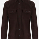 CAMICIA IN VELLUTO DI COTONE CON LOGO 8133770 CHOCOLATEBROWN BURBERRY 