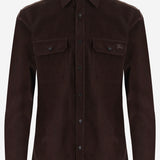CAMICIA IN VELLUTO DI COTONE CON LOGO 8133770 CHOCOLATEBROWN BURBERRY 