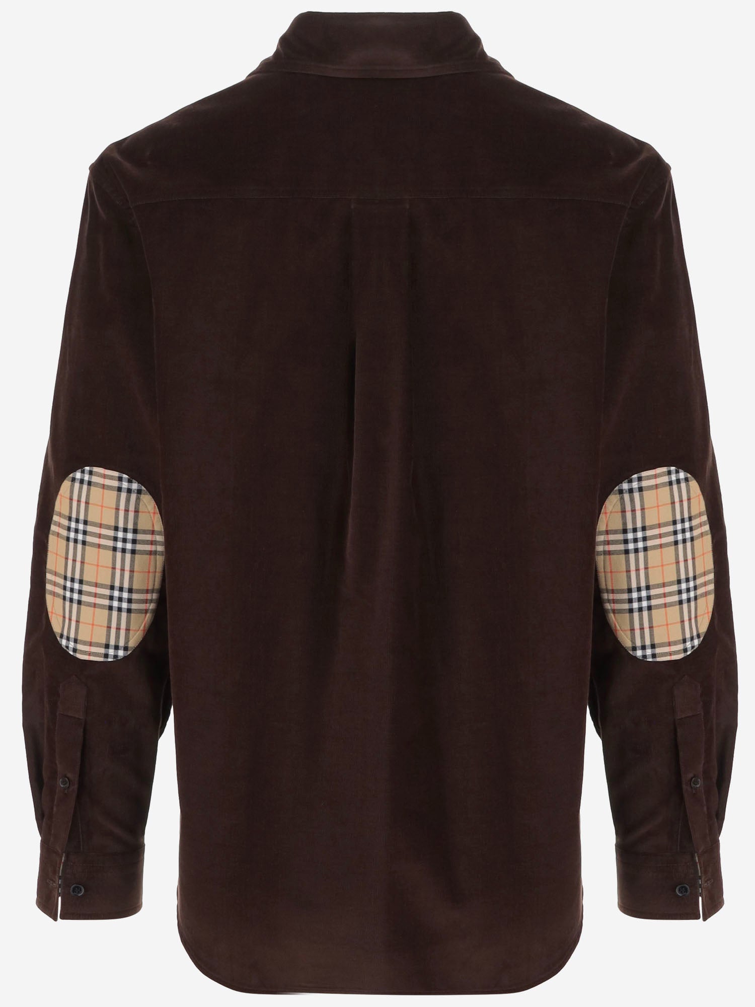 CAMICIA IN VELLUTO DI COTONE CON LOGO 8133770 CHOCOLATEBROWN BURBERRY 