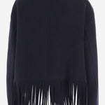 GIACCA IN LANA E CASHMERE CON FRANGE E CHIUSURA DOPPIOPETTO 6262K21022 MIDNIGHT CARVEN 