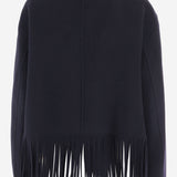 GIACCA IN LANA E CASHMERE CON FRANGE E CHIUSURA DOPPIOPETTO 6262K21022 MIDNIGHT CARVEN 