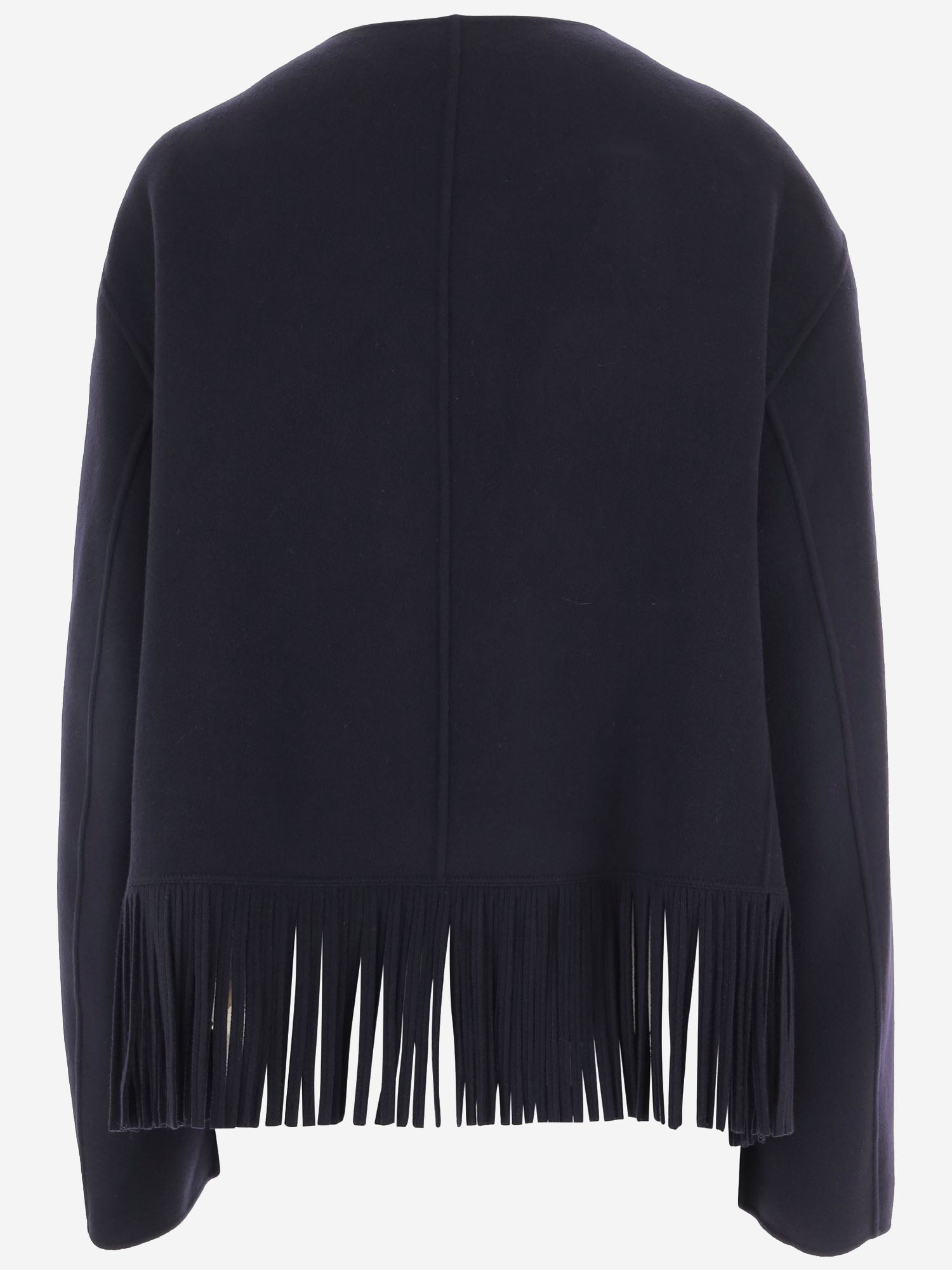 GIACCA IN LANA E CASHMERE CON FRANGE E CHIUSURA DOPPIOPETTO 6262K21022 MIDNIGHT CARVEN 