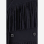GIACCA IN LANA E CASHMERE CON FRANGE E CHIUSURA DOPPIOPETTO 6262K21022 MIDNIGHT CARVEN 