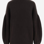 MAGLIONE IN CASHMERE A COSTE CON COLLO ALTO 6262K21173 CHOCOLATE CARVEN 