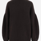 MAGLIONE IN CASHMERE A COSTE CON COLLO ALTO 6262K21173 CHOCOLATE CARVEN 