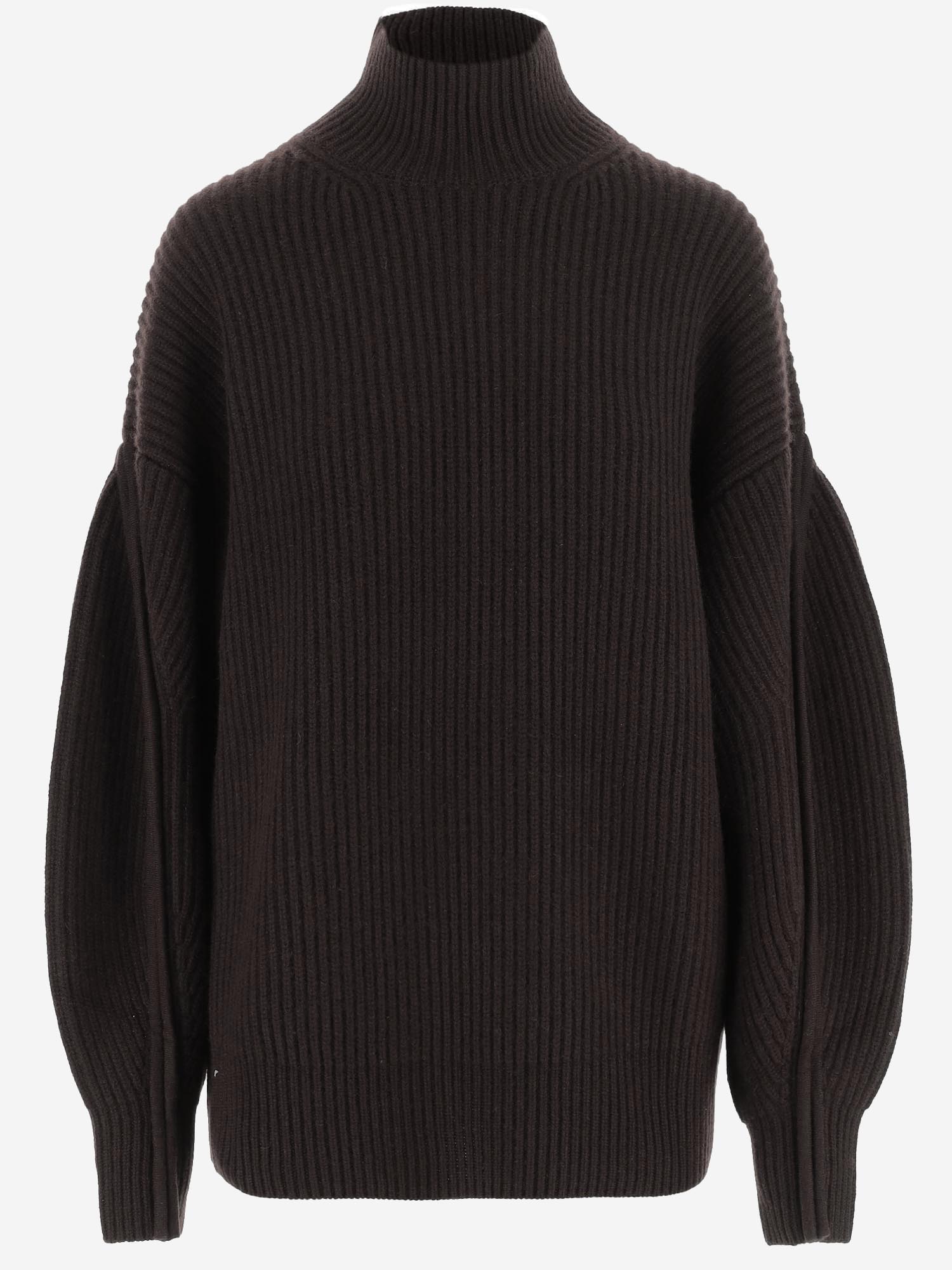 MAGLIONE IN CASHMERE A COSTE CON COLLO ALTO 6262K21173 CHOCOLATE CARVEN 