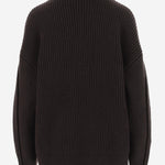 MAGLIONE IN CASHMERE A COSTE CON COLLO ALTO 6262K21173 CHOCOLATE CARVEN 