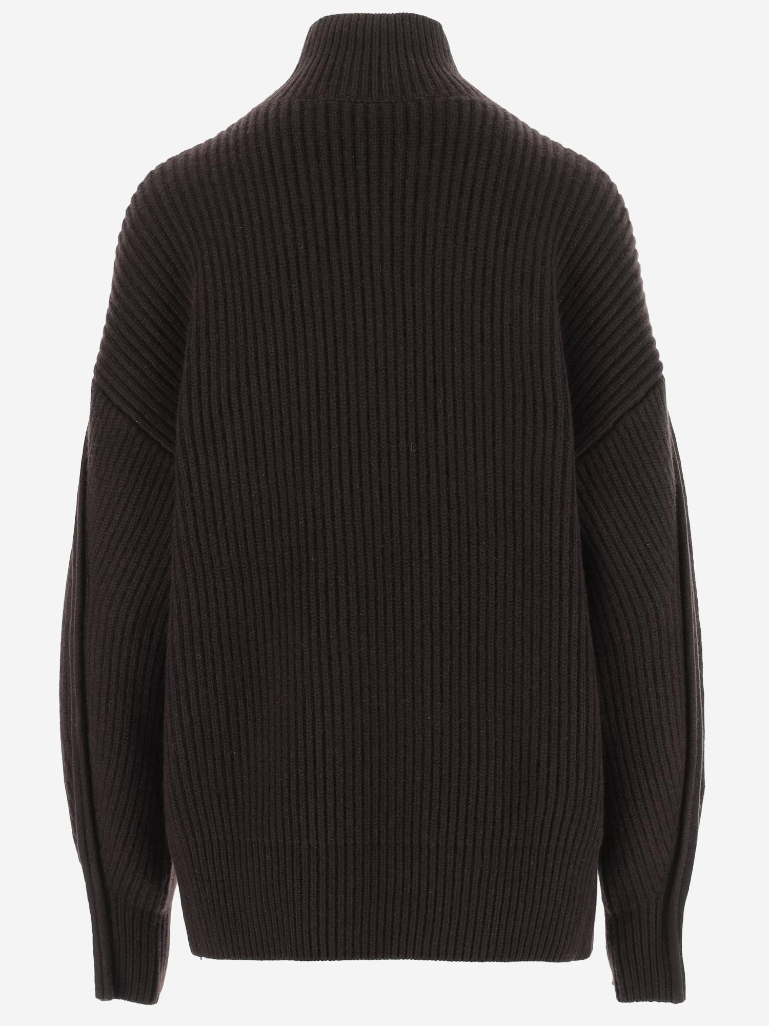 MAGLIONE IN CASHMERE A COSTE CON COLLO ALTO 6262K21173 CHOCOLATE CARVEN 